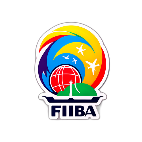 T-paita FIBA-logolla ja värikkäillä grafiikoilla