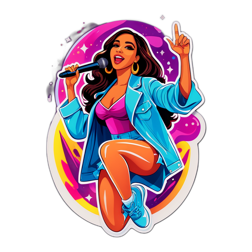 Ilustração Vibrante da Cantora Anitta em Palco