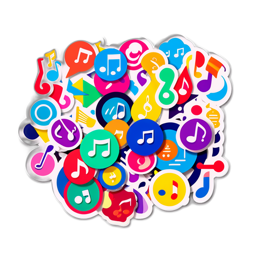 カラフルな音楽関連のステッカー