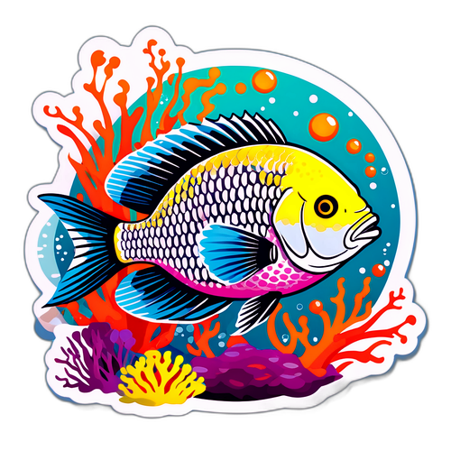 Vidám tilápia hal a víz alatt