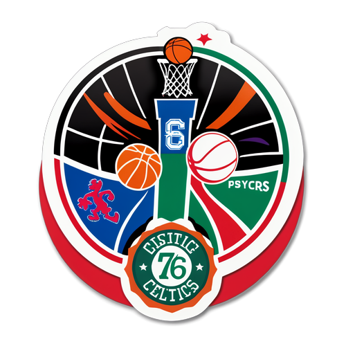 Vibrant na Sticker ng Rivalry ng 76ers at Celtics