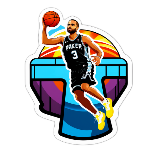 Autocollant de Tony Parker en train de dunker