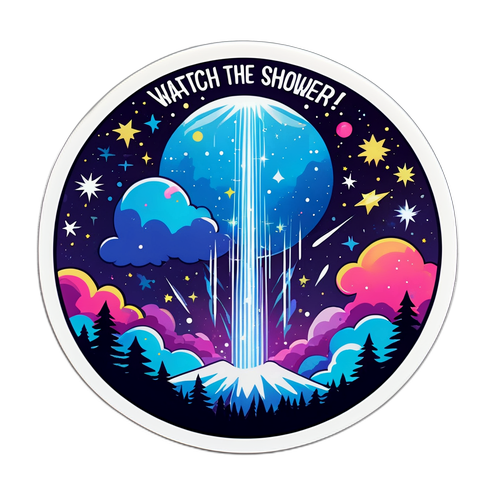 Sticker cosmic cu meteori Perseide 2025