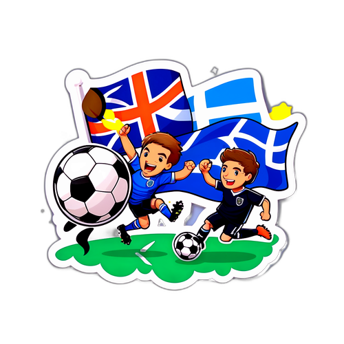 Stiker Menarik: Bendera Greece dan Scotland dengan Bola Sepak