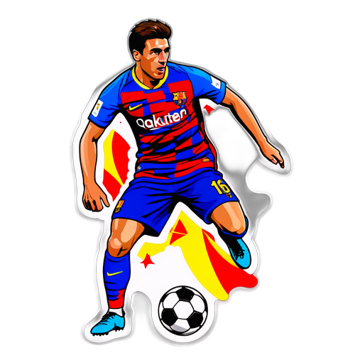 Vibranter Aufkleber eines Fußballspielers mit Barcelona vs Getafe