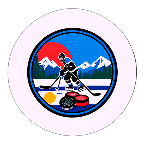 Наклейка с хоккейной шайбой и элементами игры