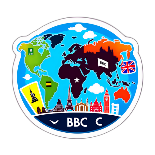 מדבקת מפה עולמית עם לוגו של BBC