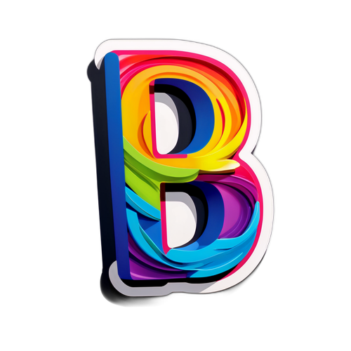 Sticker Huruf 'U' Edisi 3D dengan Warna Cerah