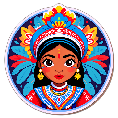 Autocolant cu outfituri tradiționale