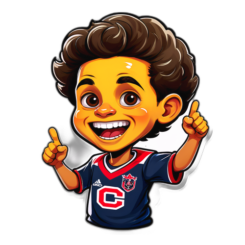 Caricatura divertida de un niño con camiseta de Columbus