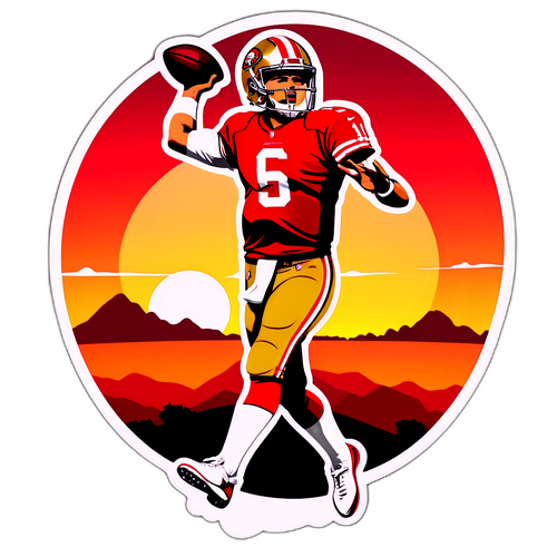 Stylized 49ers Quarterback Sunset Sticker
