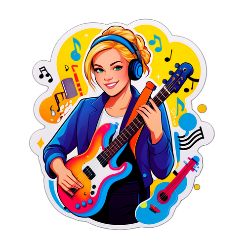 Musikk-tema klistremerke med Emma Steinbakken