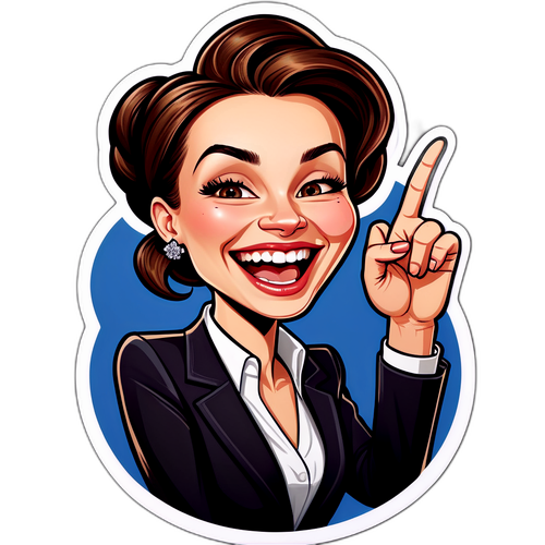 Karikatura Aleny Schillerové v elegantním oblečení