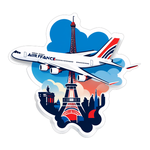 Avion Air France sur les monuments emblématiques de Paris