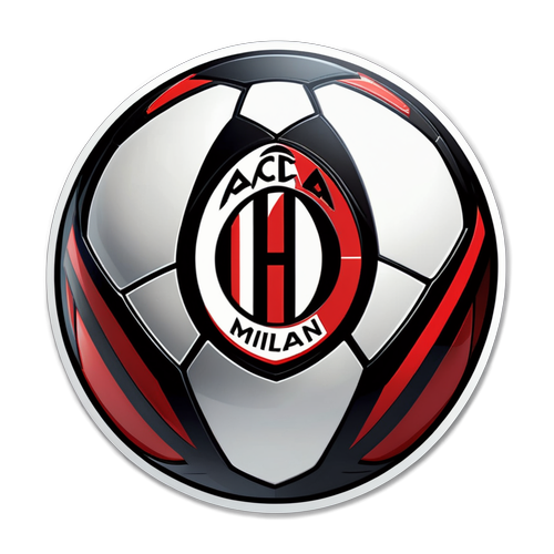Stilren klistermärke med AC Milan-emblemet och fotboll