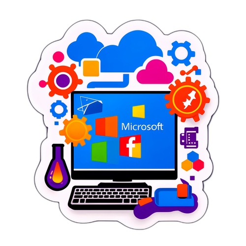 Microsoft Logo Sticker met Technologie Elementen