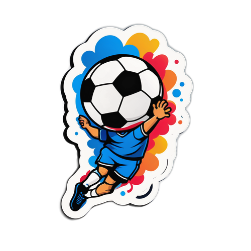 Autocollant de football stylisé représentant une frappe au but