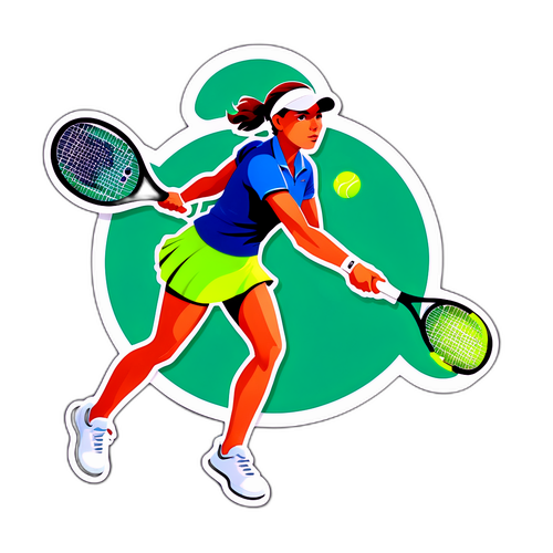 Magda Linette na Nagsisilbi ng Bola sa Tennis