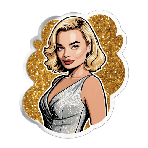 Стикер с Маргот Робби в стильном платье