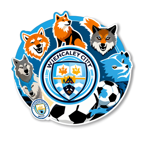 Isang Bola ng Soccer na may mga Logo ng Man City at Wolves