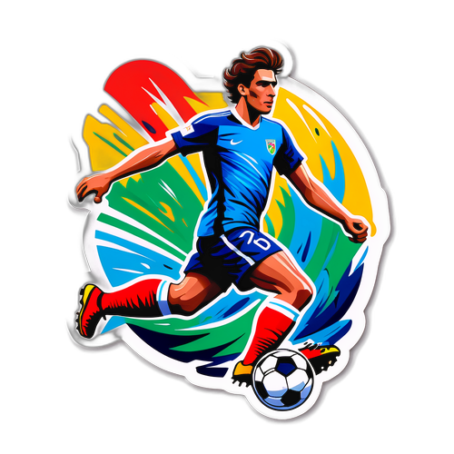 Ilustra a Facundo Zabala en una escena dinámica de fútbol