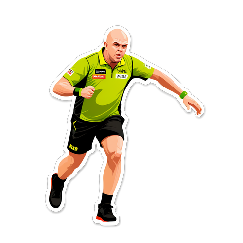 Aufkleber von Michael van Gerwen in Aktion