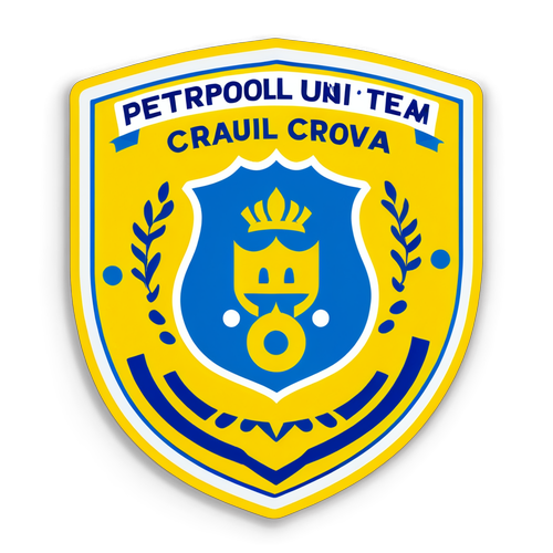 Sticker cu logo-ul echipei Petrolul și detalii despre Universitatea Craiova