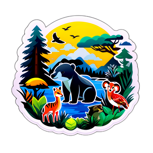 Những chiếc nhãn dán về động vật hoang dã bảo vệ khí hậu và thiên nhiên