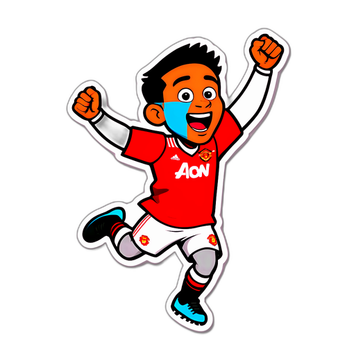 Speelse sticker van een Manchester United fan