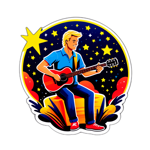 Vesa Viitakoski kitaran kanssa kesäillassa