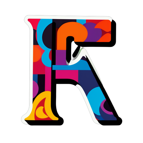 Desain Stiker Abstrak dengan Huruf 'R'