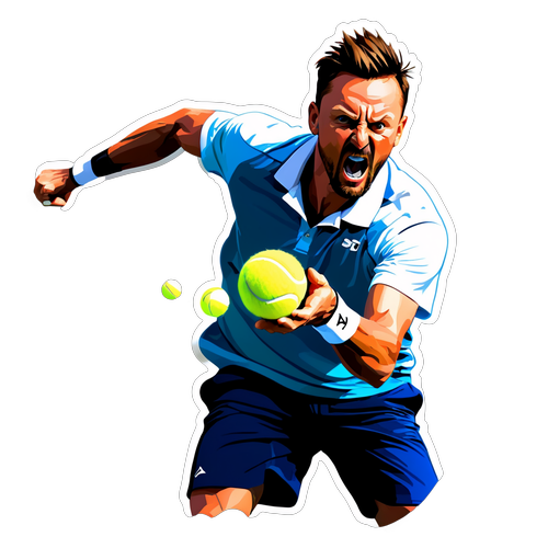 Robin Söderling i rörelse med tennisboll