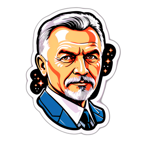 Стильний наліпка з портретом Ярослава Амосова та його цитатами про науку