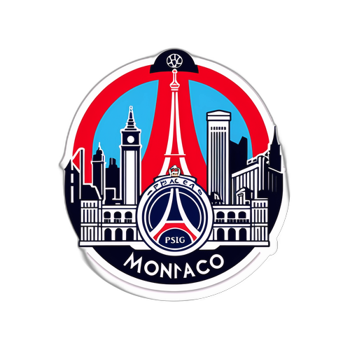 סטיקר עם קו הרקיע של מונקו ולוגו PSG