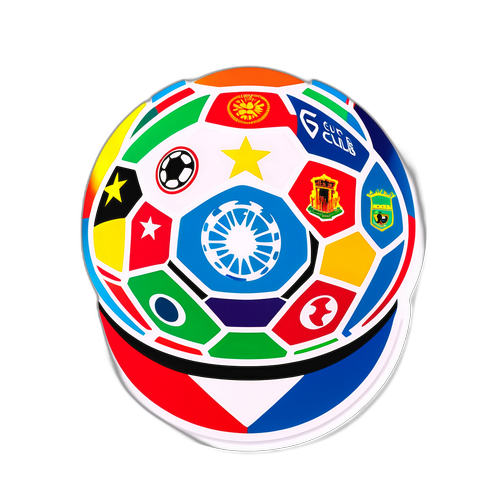 Autocollant coloré représentant un globe futuriste symbolisant la Coupe du Monde 2026