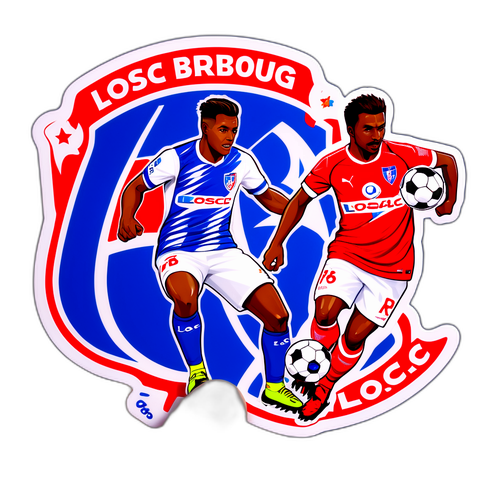 Dynamiczny sticker z logo LOSC i RC Strasbourg w settingu meczu piłkarskiego