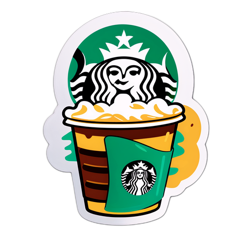 リラックスしたキャラクターがスターバックスドリンクを楽しんでいるイラスト
