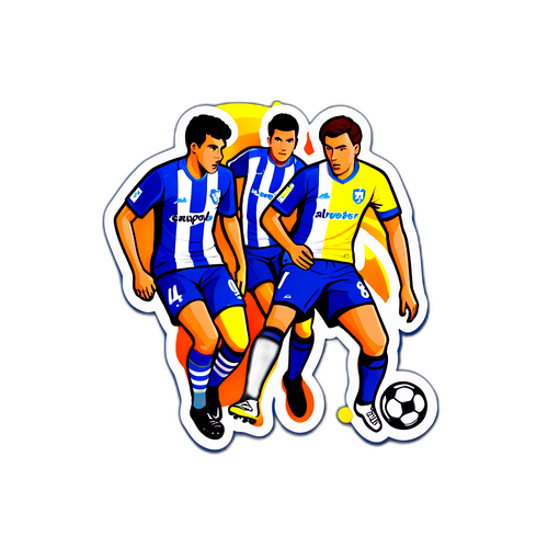 Ilustrație colorată cu jucători de fotbal în acțiune