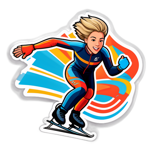 Kartoonimainen pikaluistelusticker Jutta Leerdamista