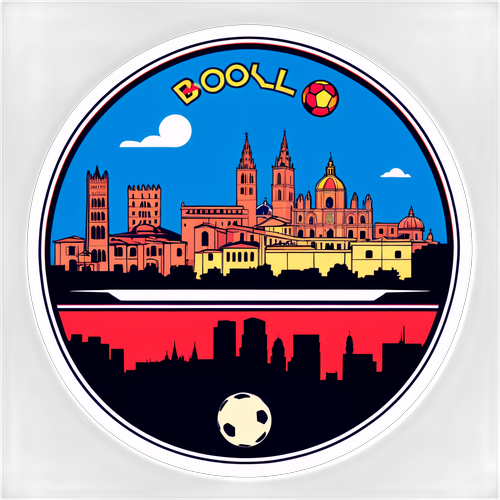 Stickers con Skyline Iconico di Bologna e Calcio