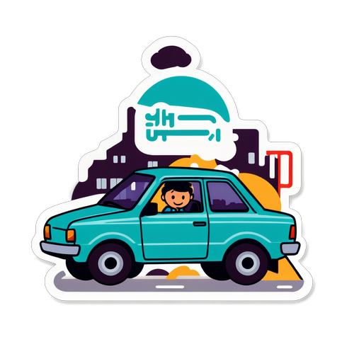 城市中汽車故障求助貼紙