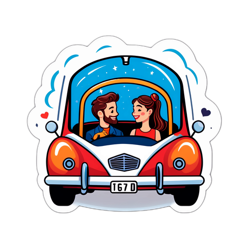 ロマンスカーで素晴らしいデートを楽しむカップルのイラスト