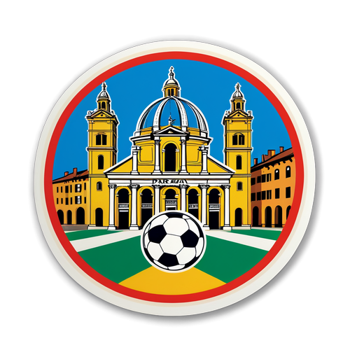 Arta creativă cu arhitectura istorică a Parmei și fotbal