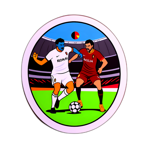 Un autocolant cu o scenă dramatică din meciul Roma vs Milan