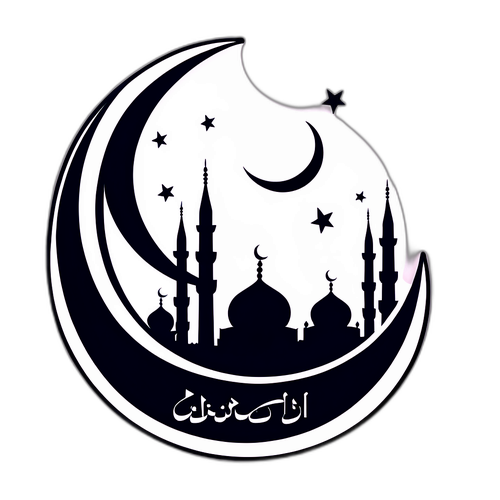 Silhouette Masjid dalam Bulan Sabit