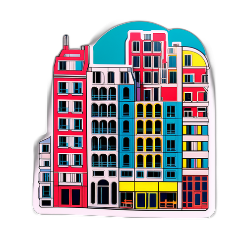 Autocollant artistique inspiré de l'architecture du Beaubourg