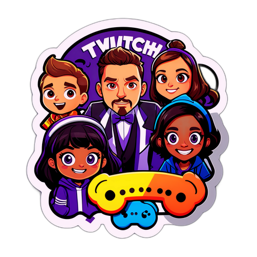 Twitch-tema klistermærke med populære streamere