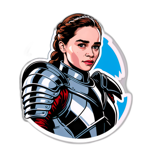 Erős harcos Emilia Clarke fénylő páncélban