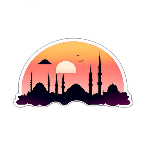 Minimalistische Darstellung von Istanbul bei Sonnenuntergang