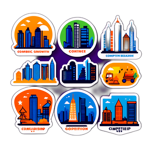 城市经济竞争系列贴纸
